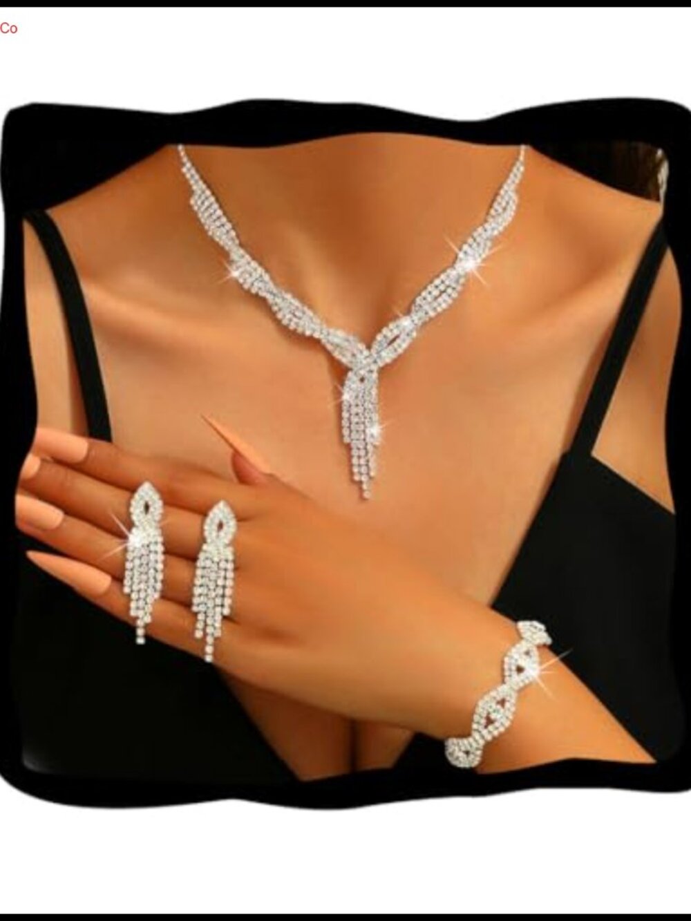 Rhinestone Crystal Wedding Bridal Jewelry Set Necklace Earrings Bracelet